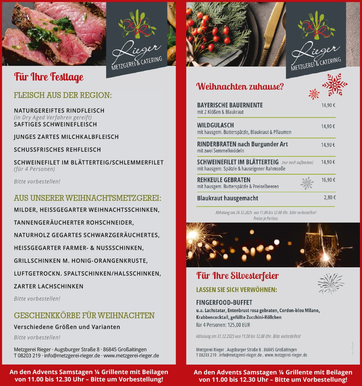 Weihnacht-Silvesterangebote